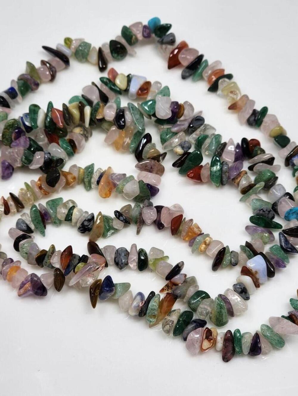 Technicolor Terra 34" Multicolor Polished River Tumble Stone Necklace